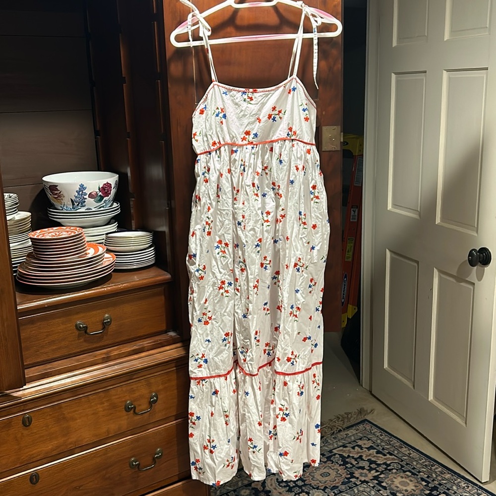 Red White & Blue Floral Olivia James Midi Dress